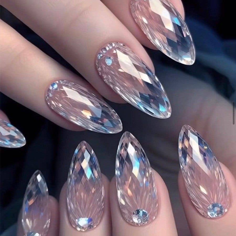 Almond Pure Color Electroplated Nail Art Press On Nails