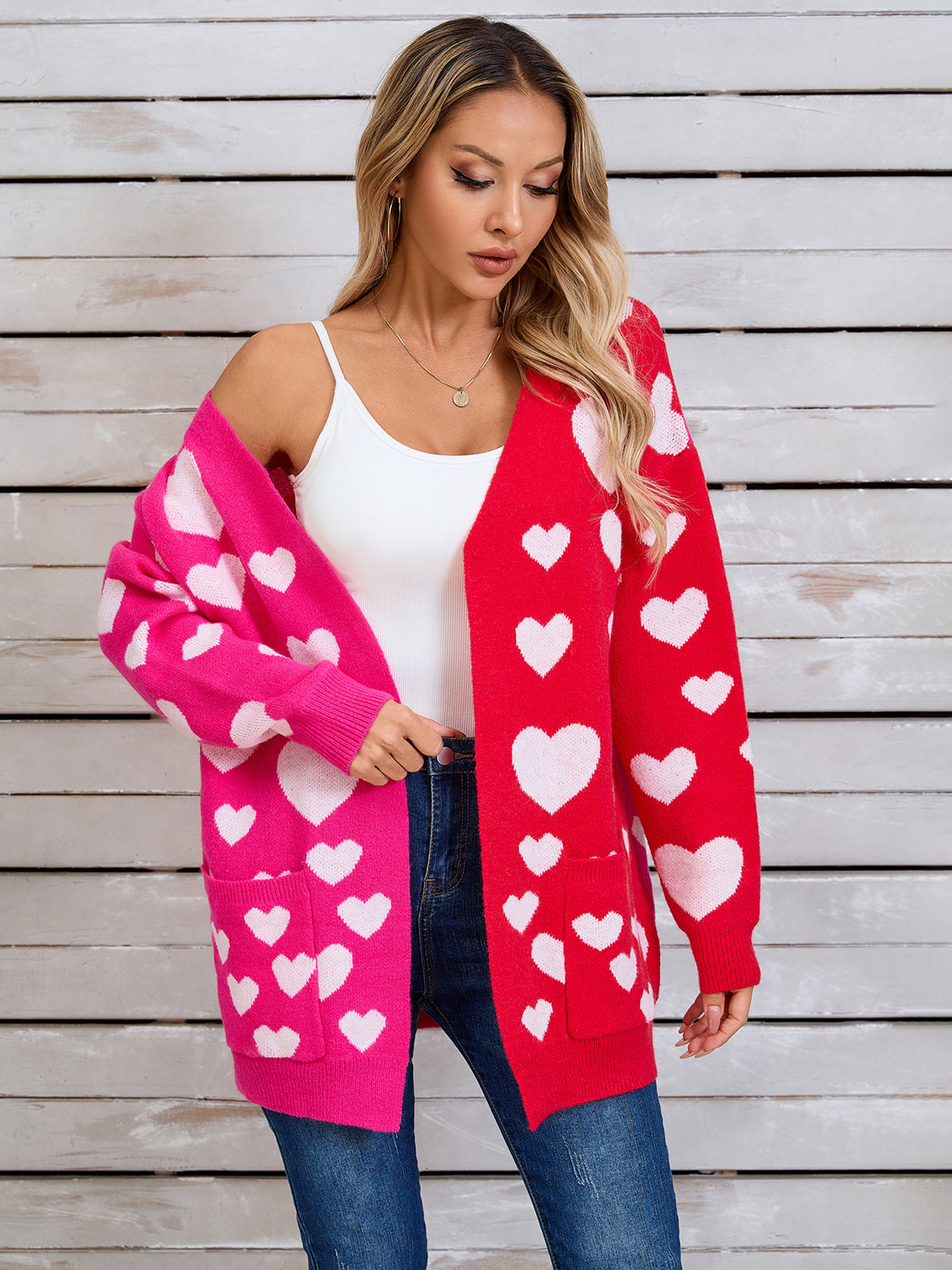 Angel Wings Heart Open Front Long Sleeve Cardigan