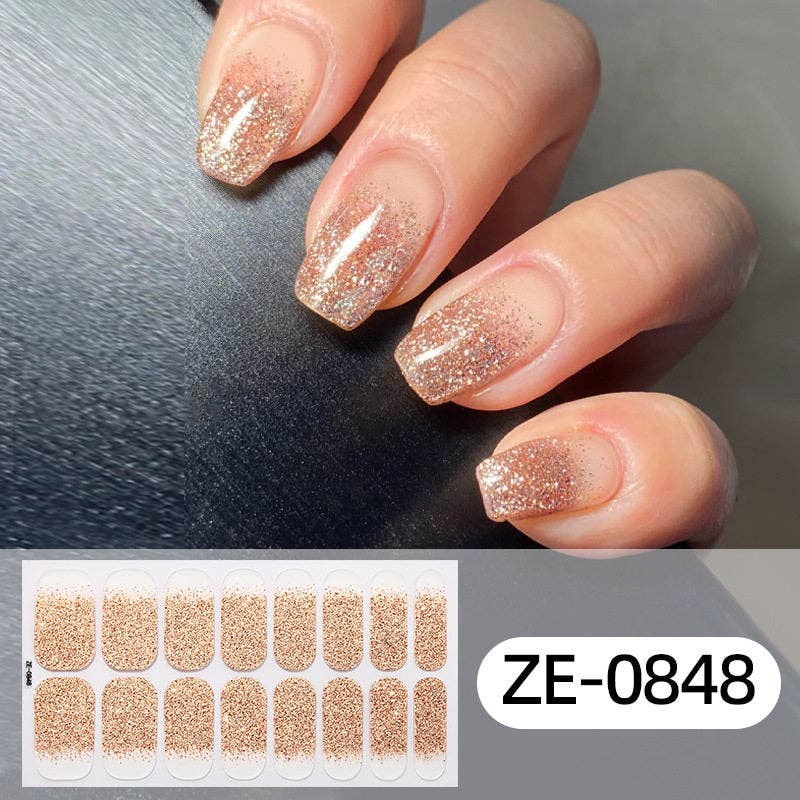 Nail Stickers With Glitter Gradient And Adhesive Backing