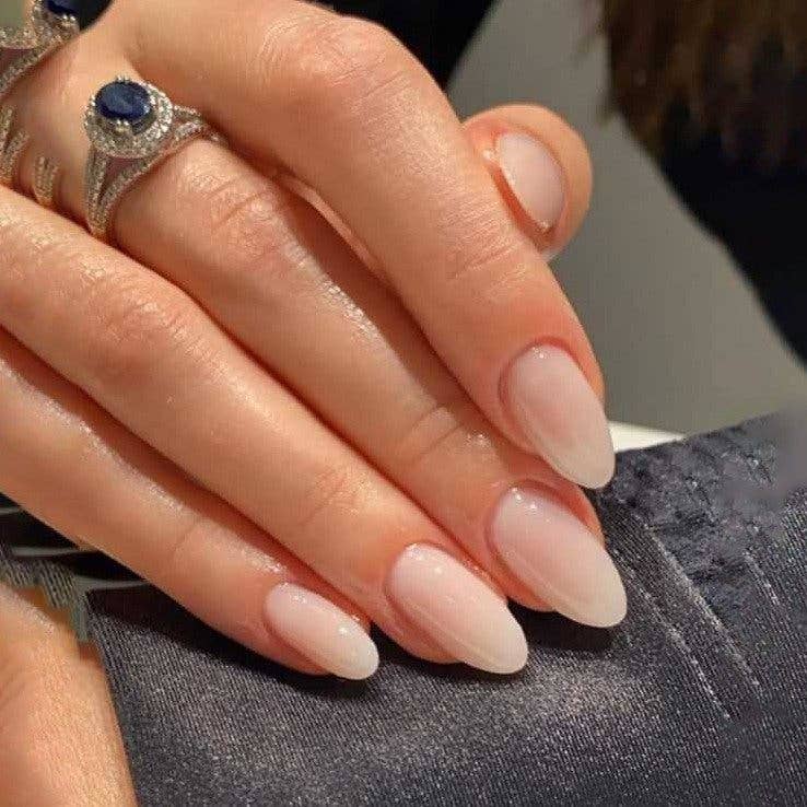 Almond Pure Color Electroplated Nail Art Press On Nails
