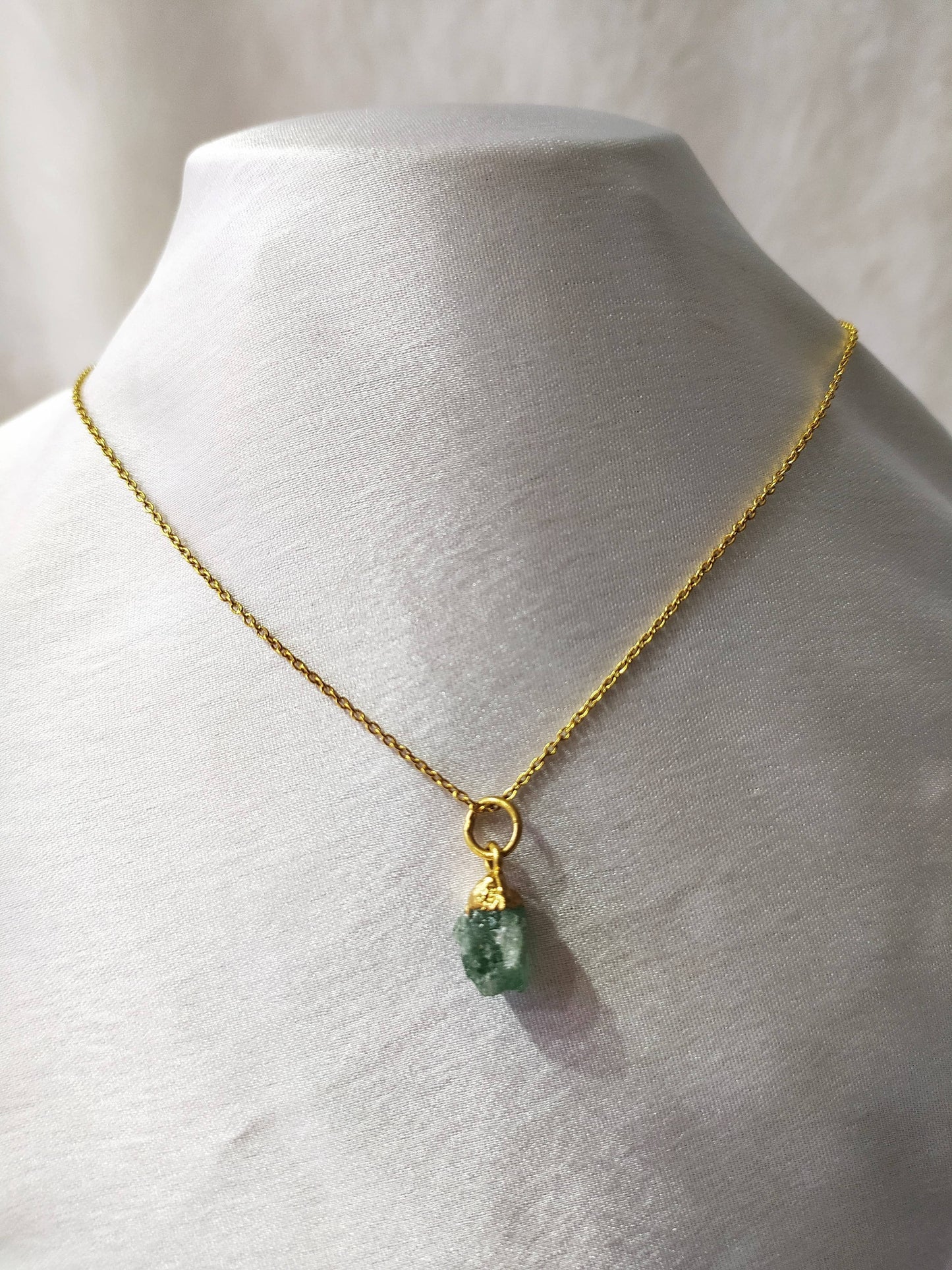 Raw Crystal Necklace|Green Aventurine| Raw Gemstone Necklace