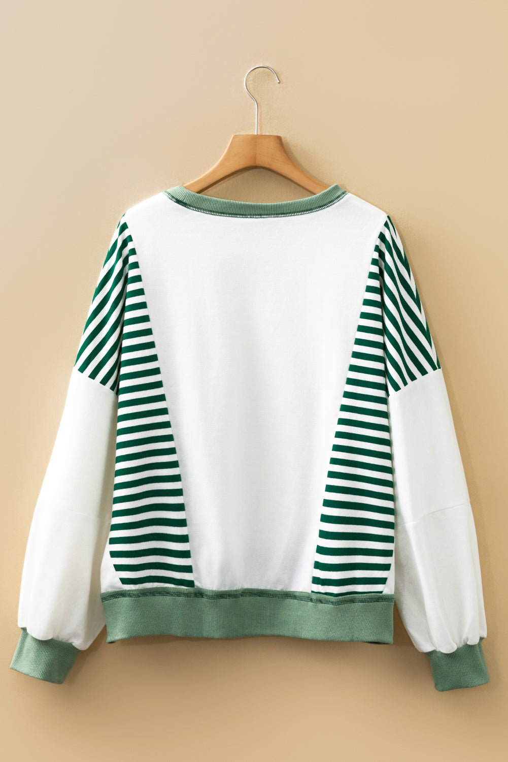 Brown Stripe Colorblock Patchwork Contrast Stitching Oversize Sweatshirt