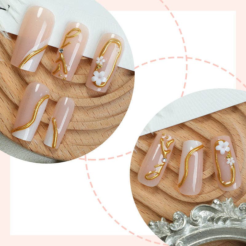 Fashion French Nail Stickers With Gold Edge Detachable