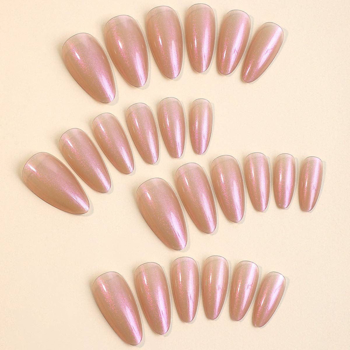 Almond Pure Color Electroplated Nail Art Press On Nails