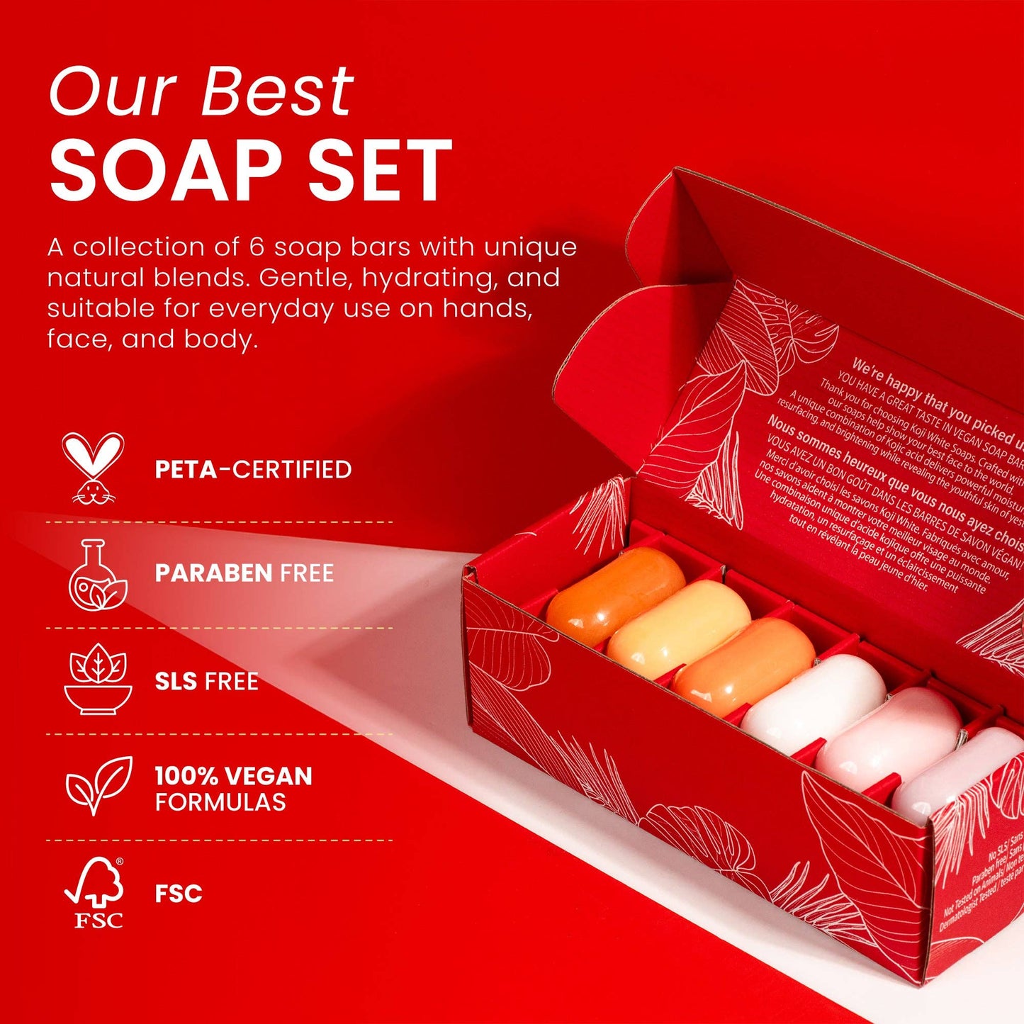 Kojic Acid Skin Brightening Soap Gift Sets (6 Bars)