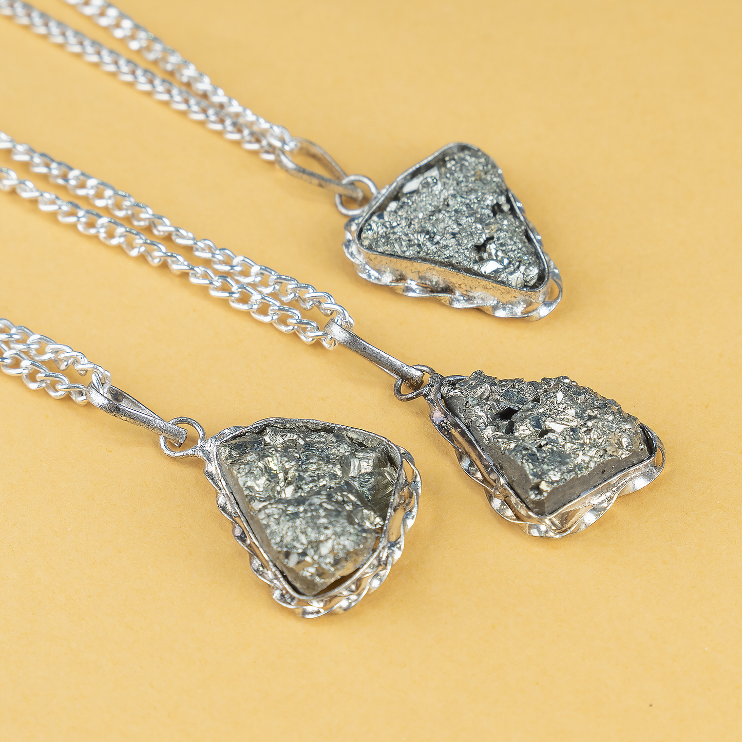 Combo Set| Raw Pyrite Ring & Pendant | Gemstone Jewelry