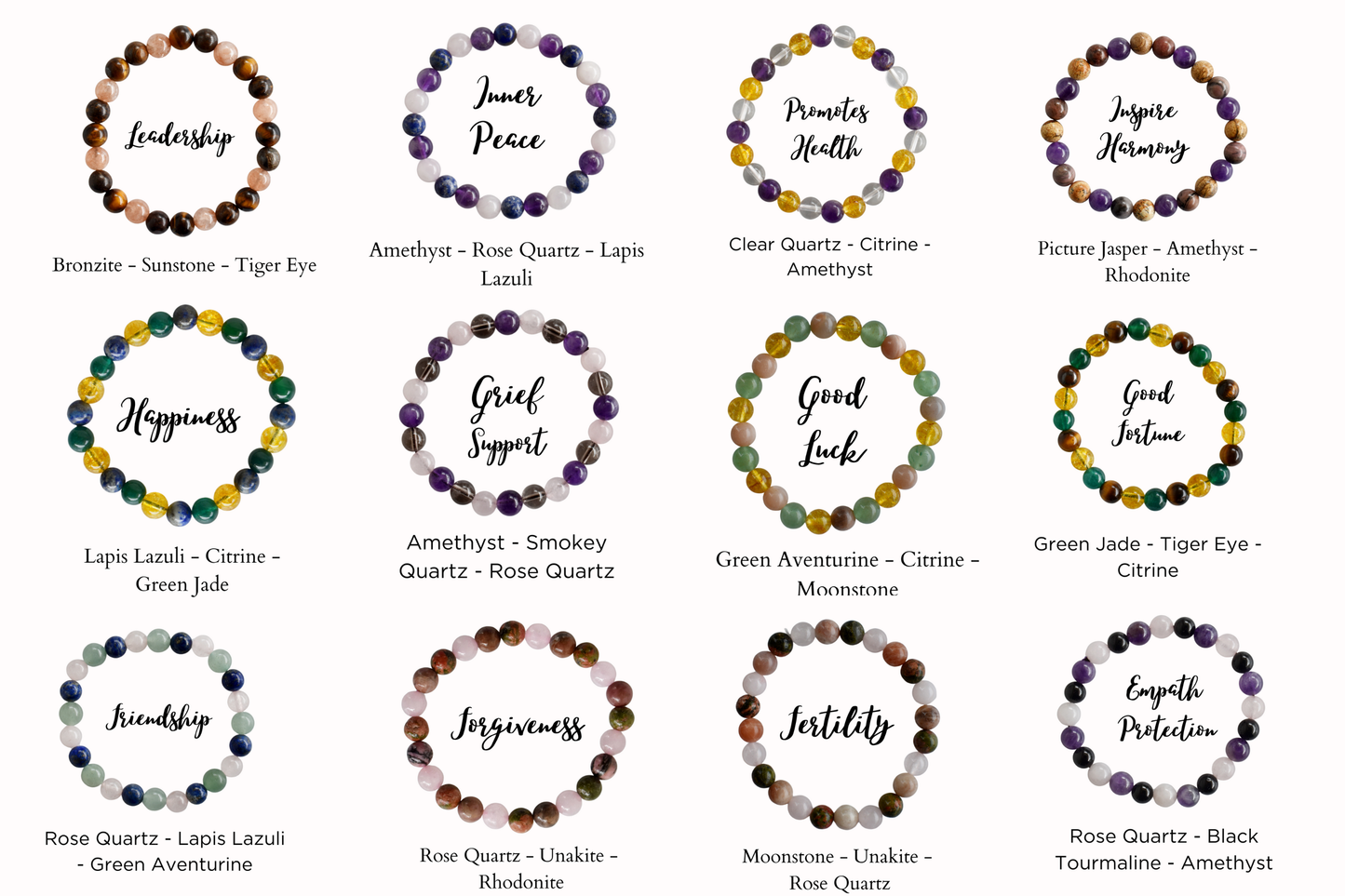 Healing Bracelets | HAPPINESS | Gemstones Crystal Bracelets