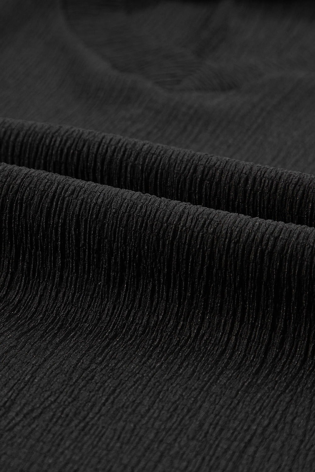 Blue Sapphire Crinkled V Neck Wide Sleeve T-shirt