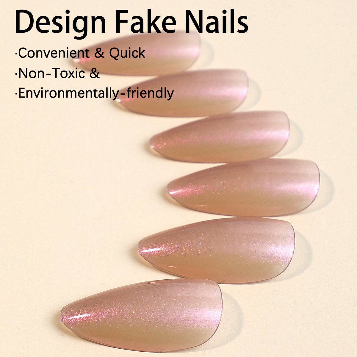 Almond Pure Color Electroplated Nail Art Press On Nails