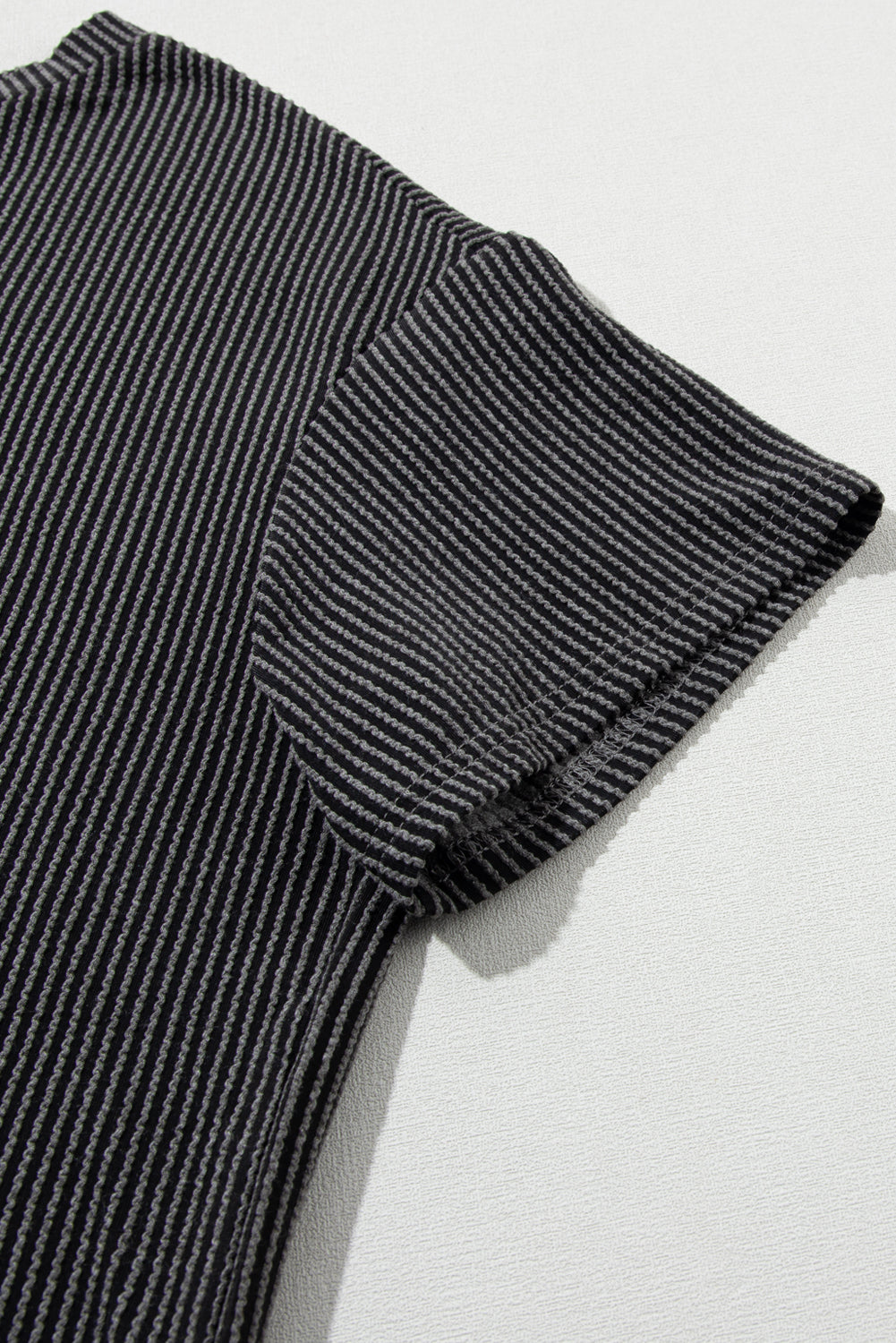 Iceland Blue Ribbed Textured Knit Loose Fit Tee and Shorts Set