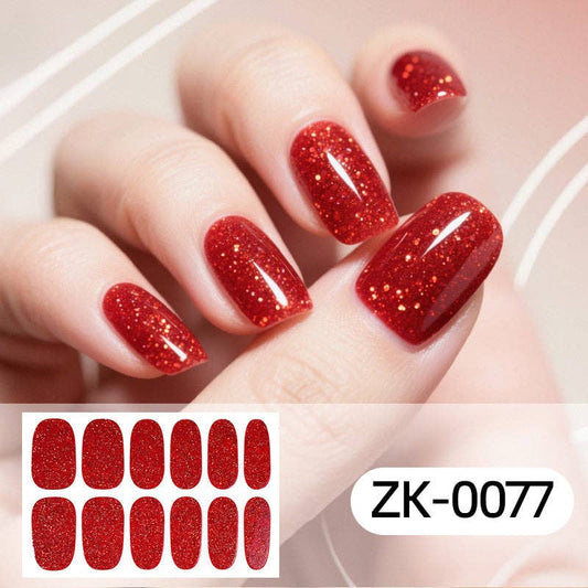 Chic Solid Color Onion Pink Nail Stickers
