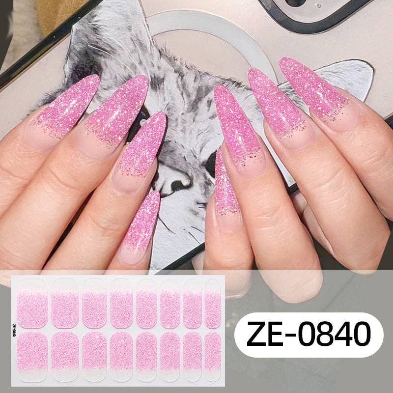 Nail Stickers With Glitter Gradient And Adhesive Backing