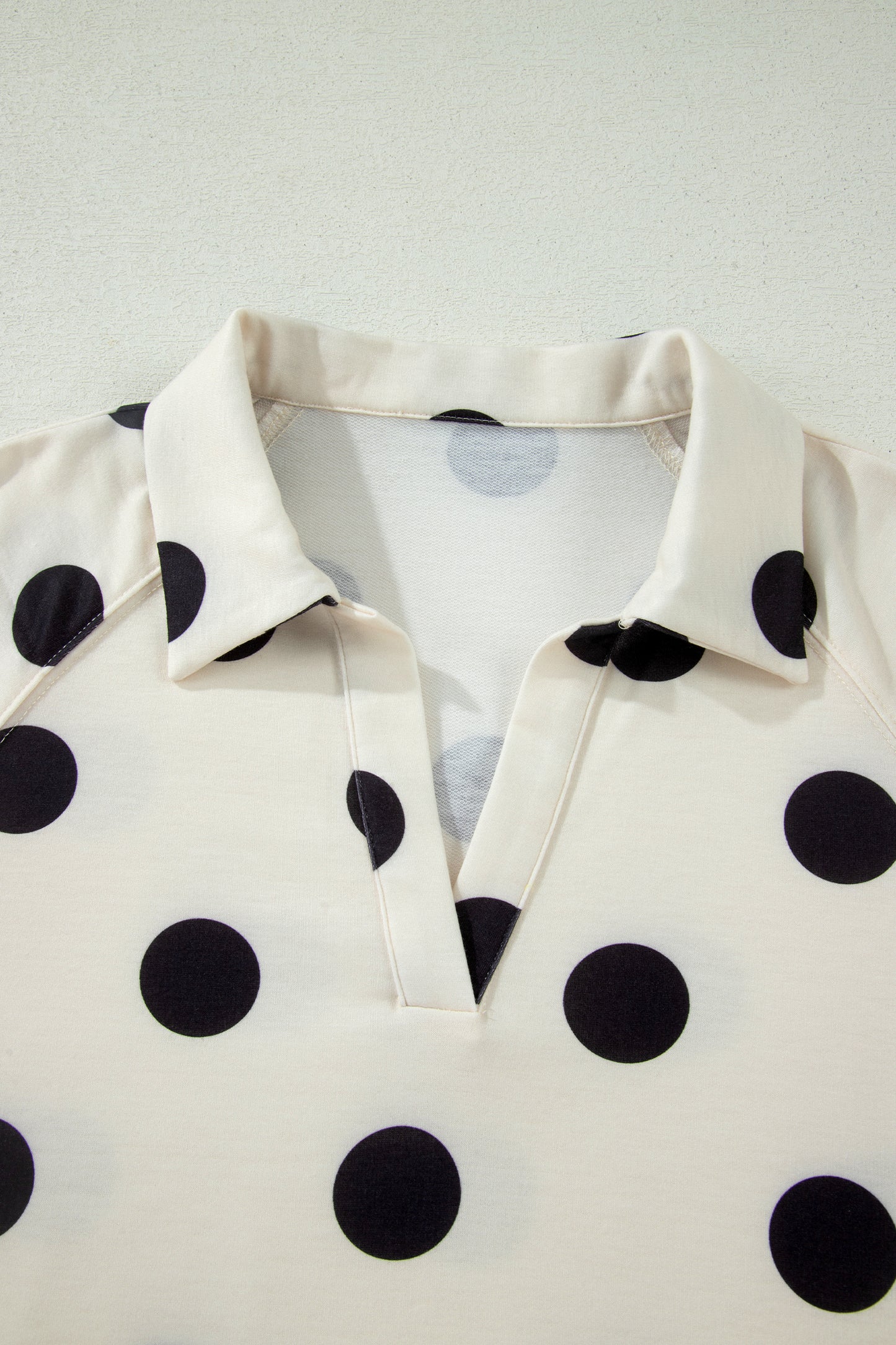 Green Polka Dot Print V Neck Tee Short Set