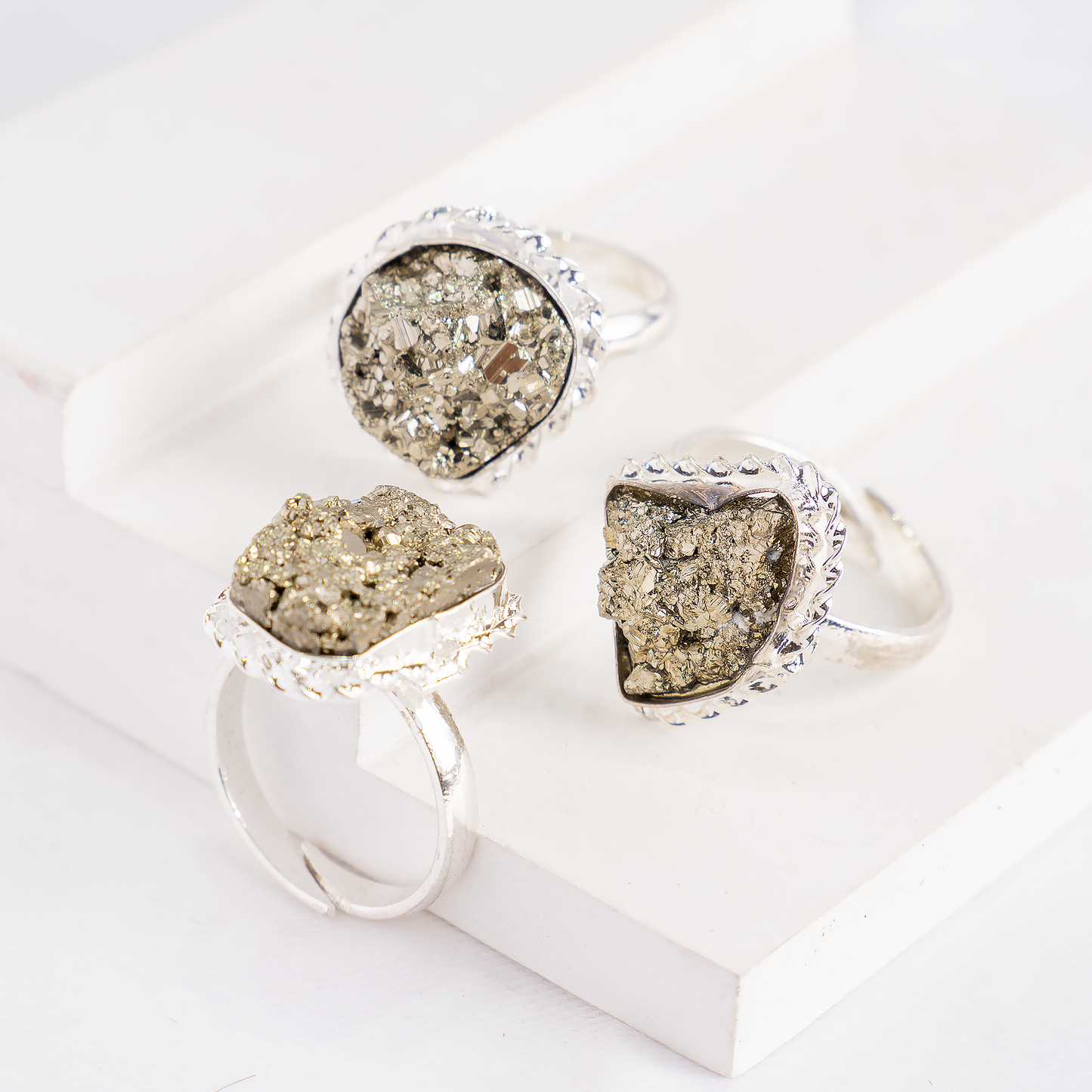 Combo Set| Raw Pyrite Ring & Pendant | Gemstone Jewelry