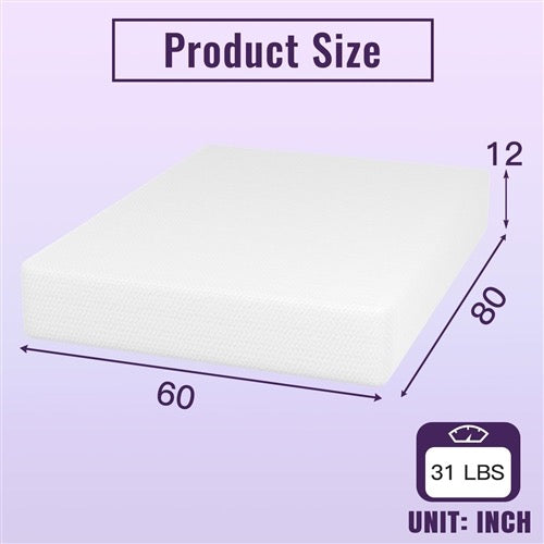 Queen size 12-inch Charcoal Infused Memory Foam Mattress with Removable Cover