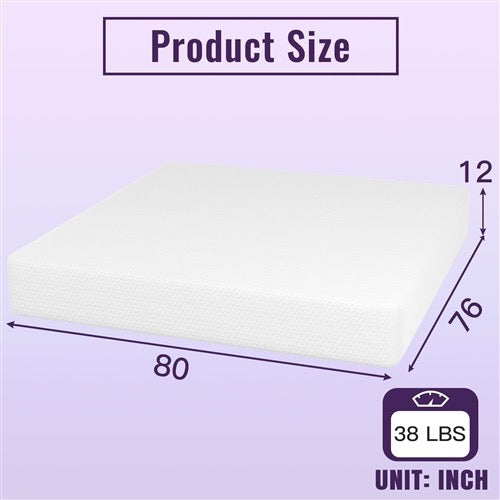 King size 12-inch Charcoal Infused Memory Foam Mattress with Removable Cover