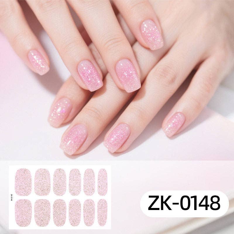 Chic Solid Color Onion Pink Nail Stickers