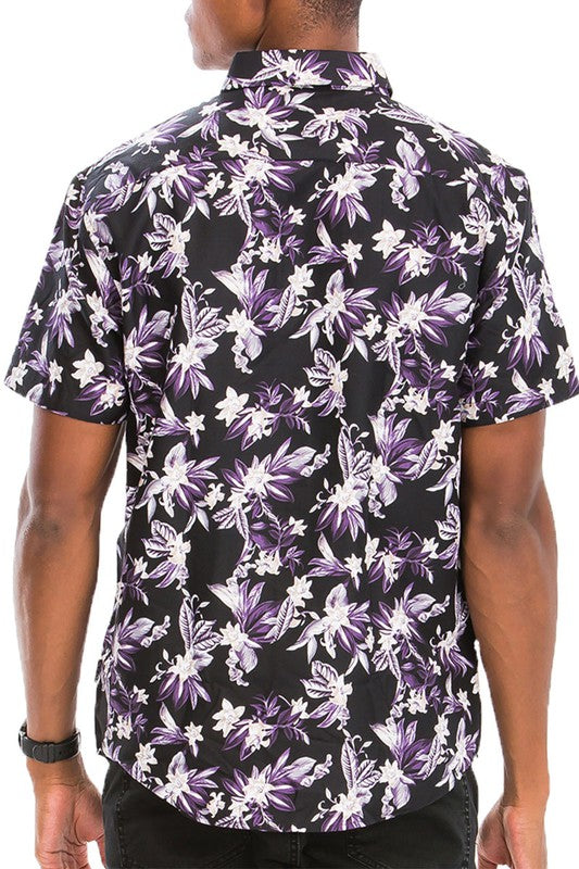Weiv Mens Print Hawaiian Button Down Shirt WS7015