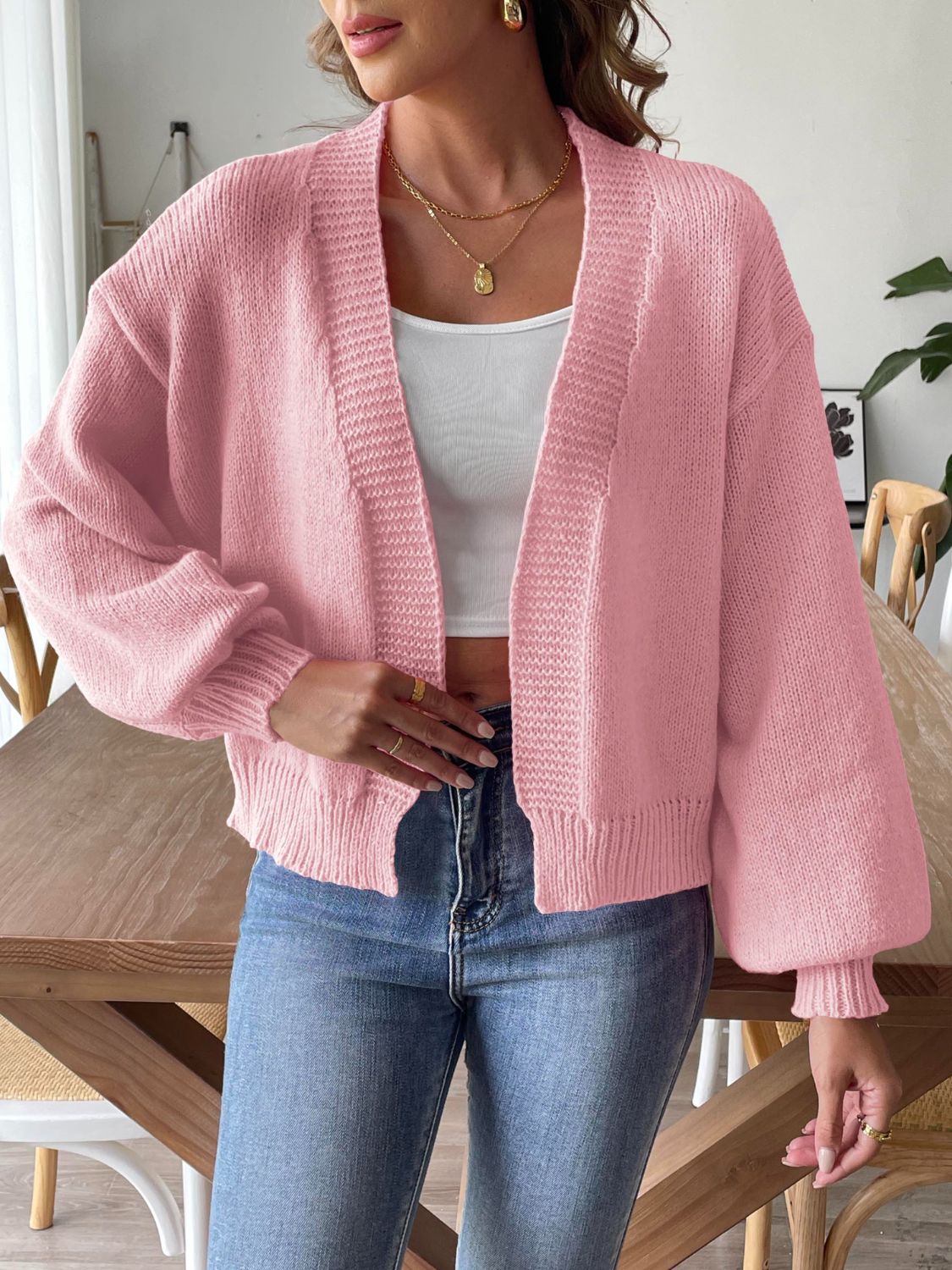 Open Front Long Sleeve Cardigan