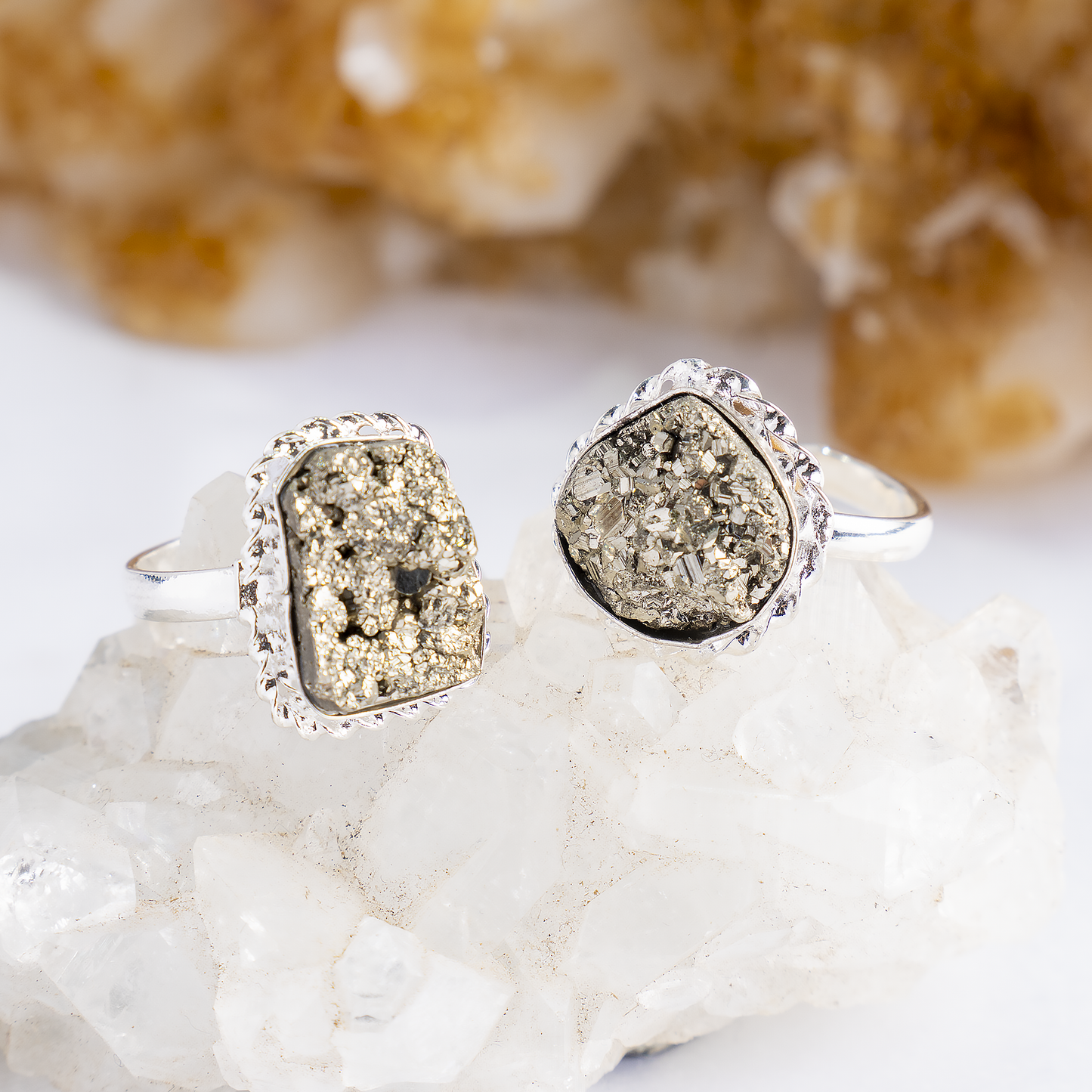 Combo Set| Raw Pyrite Ring & Pendant | Gemstone Jewelry