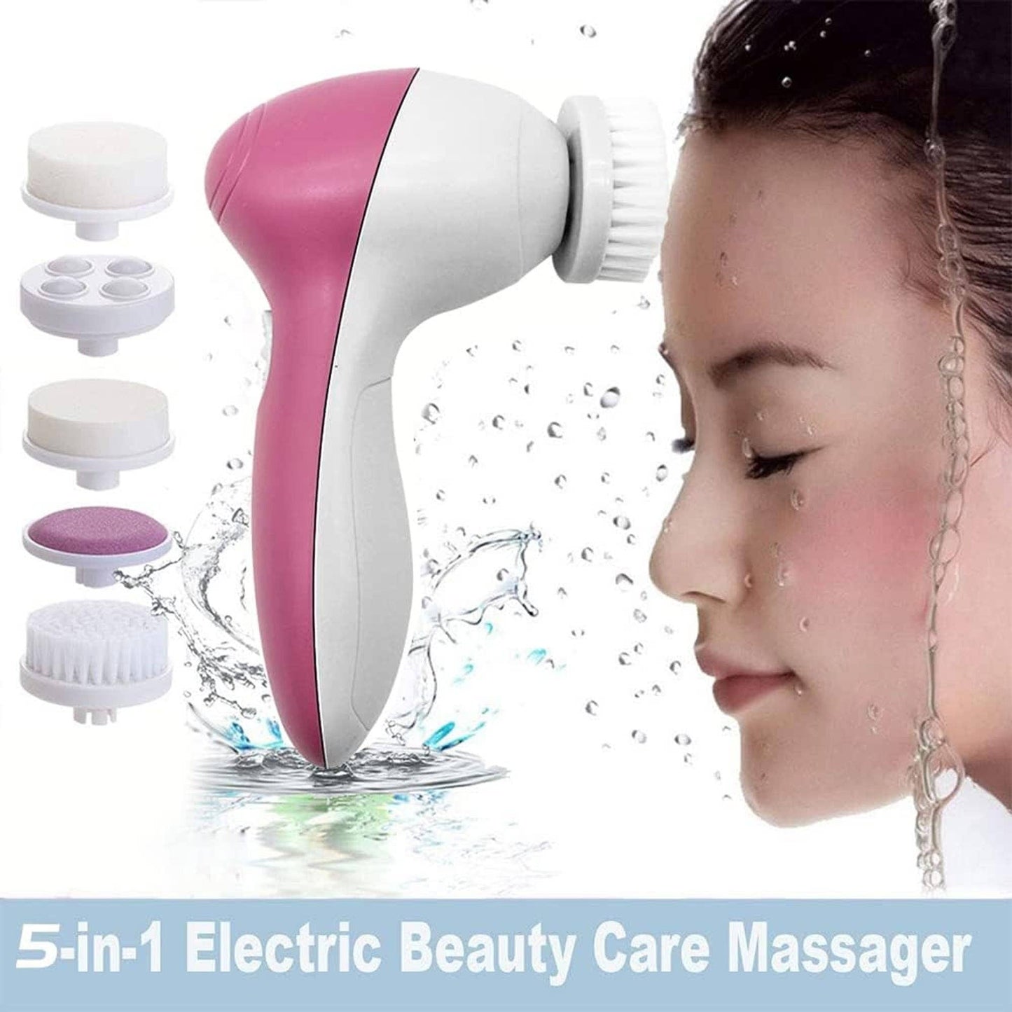 Facial Cleansing Brush - Facial Scrubber for Skin Cleansing, Exfoliating, and Massaging (Pink)