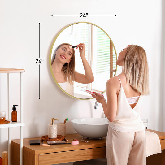 Black Round Wall Mirror 20 Inch, Bathroom Mirrors for Over Sink, Circle Mirror for Bathroom, Entryway, Bedroom, Vanity