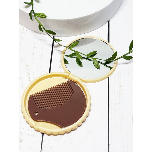 Round Compact Hair Brush with Mirror