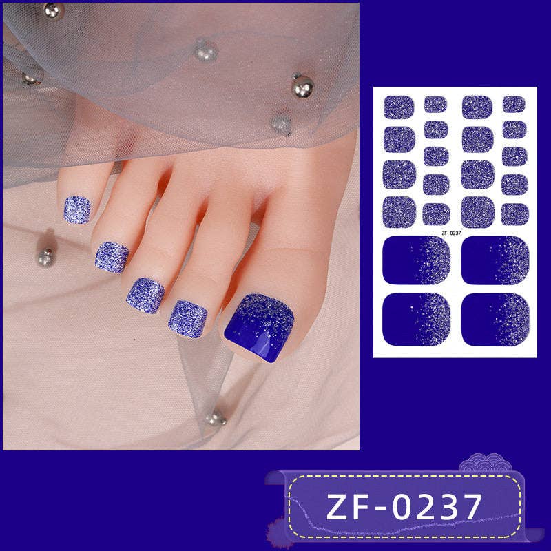 Solid Color Gradient Glitter Nail Stickers For Toes