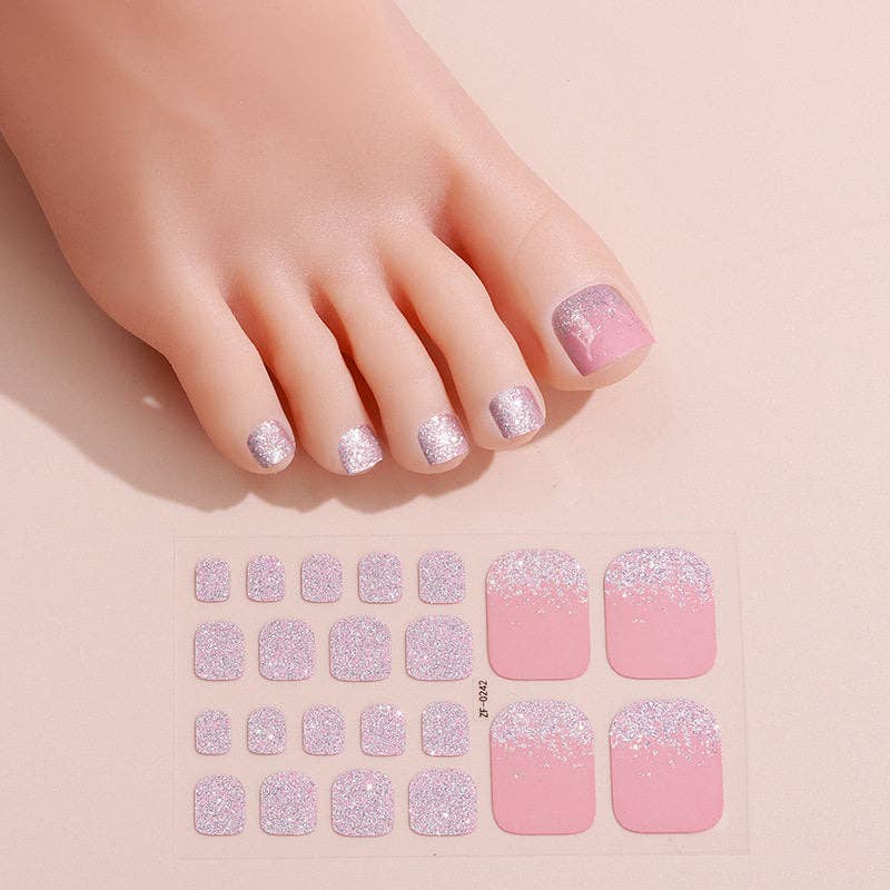 Solid Color Gradient Glitter Nail Stickers For Toes