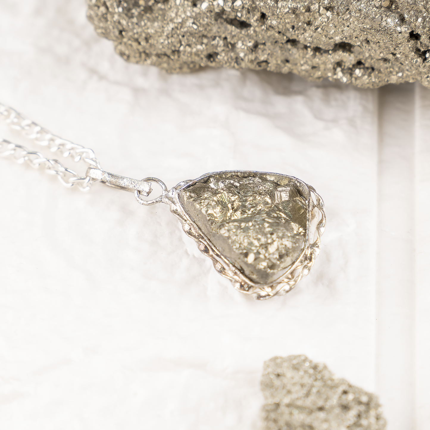 Combo Set| Raw Pyrite Ring & Pendant | Gemstone Jewelry