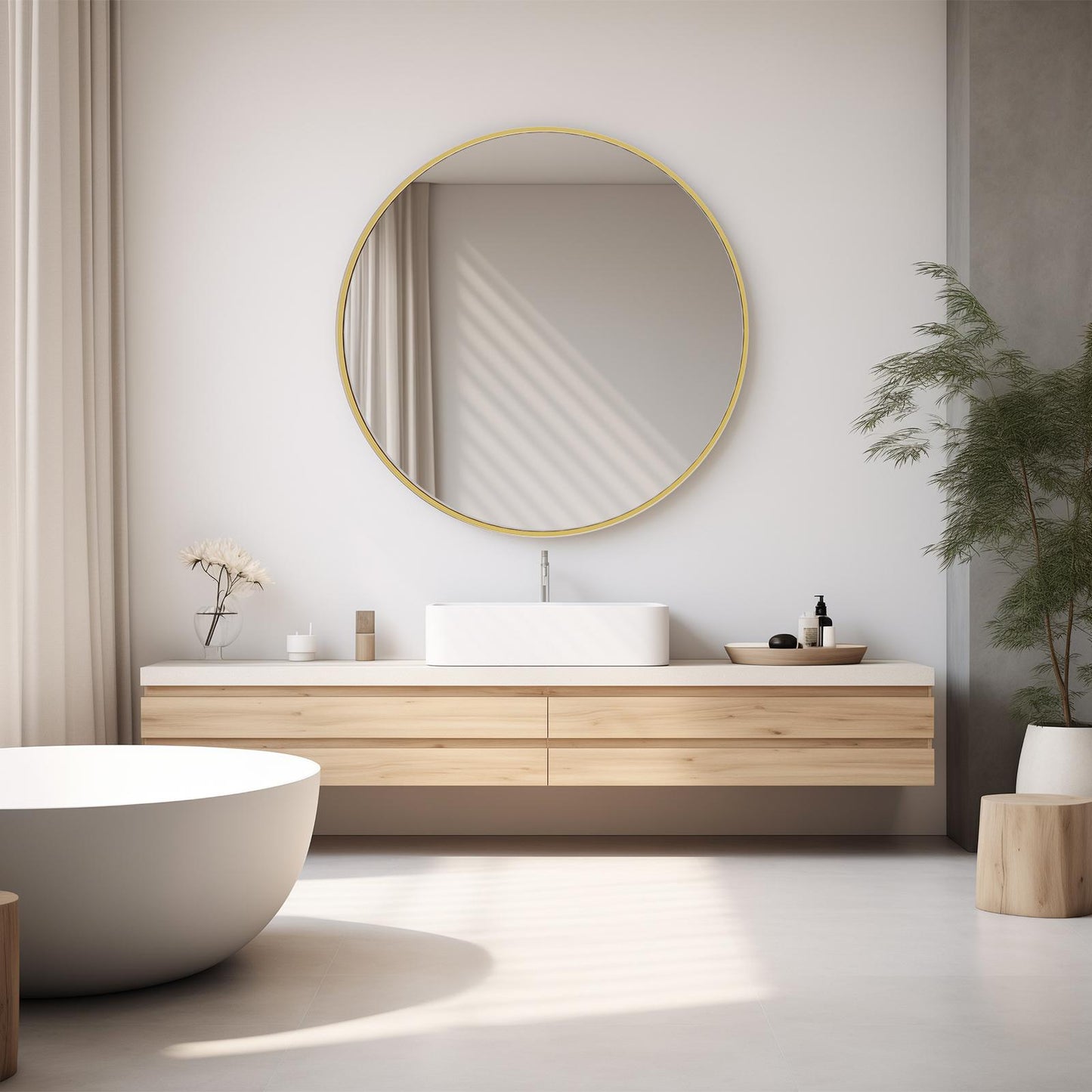 Black Round Wall Mirror 20 Inch, Bathroom Mirrors for Over Sink, Circle Mirror for Bathroom, Entryway, Bedroom, Vanity
