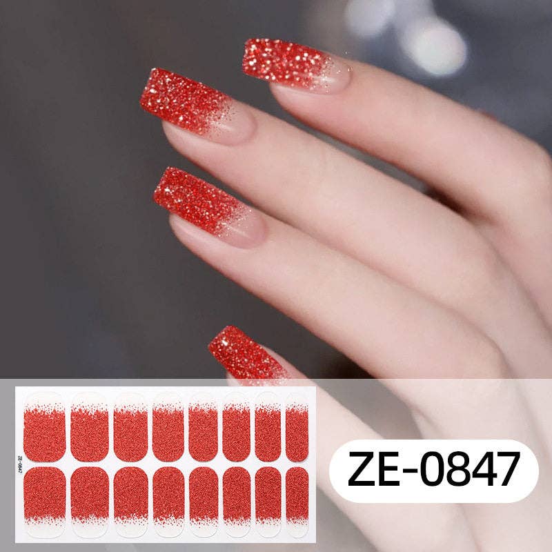 Nail Stickers With Glitter Gradient And Adhesive Backing