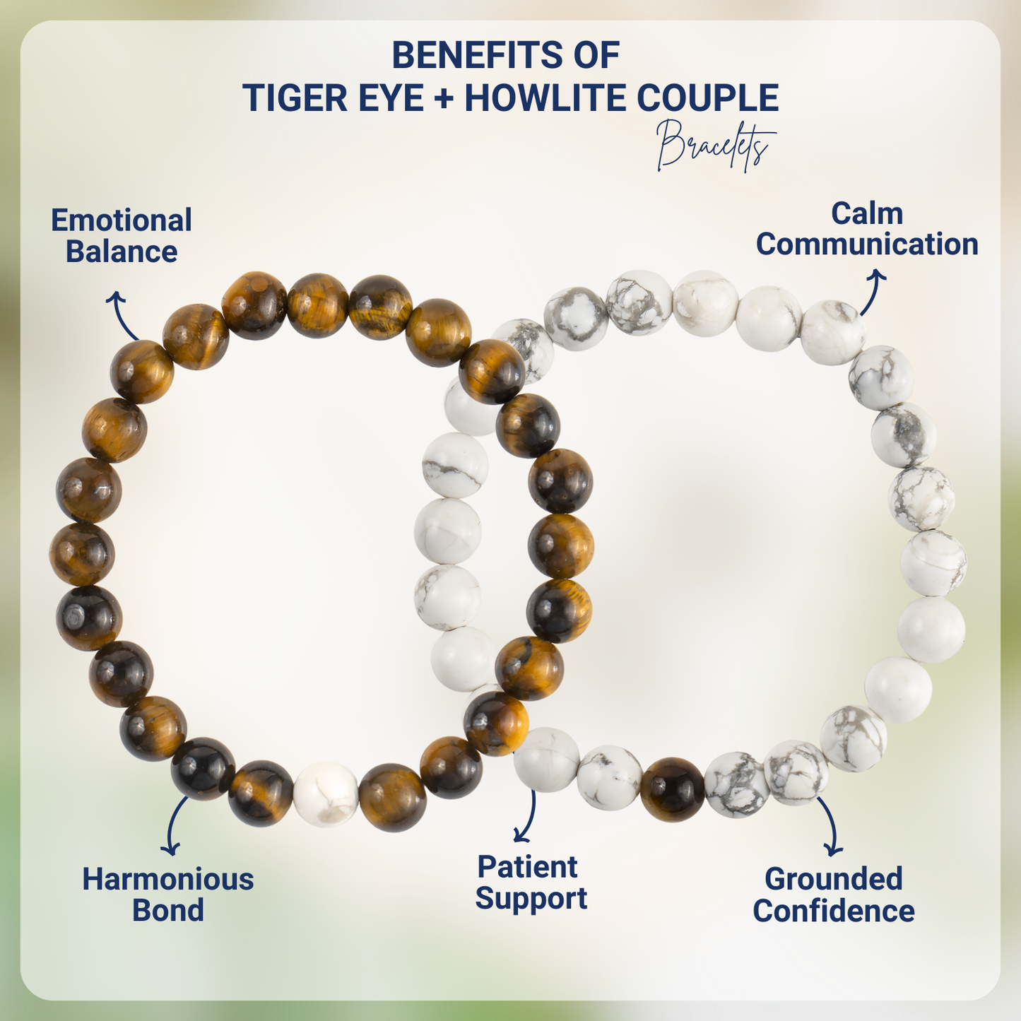 Tiger Eye & Howlite Crystals Couple Bracelets