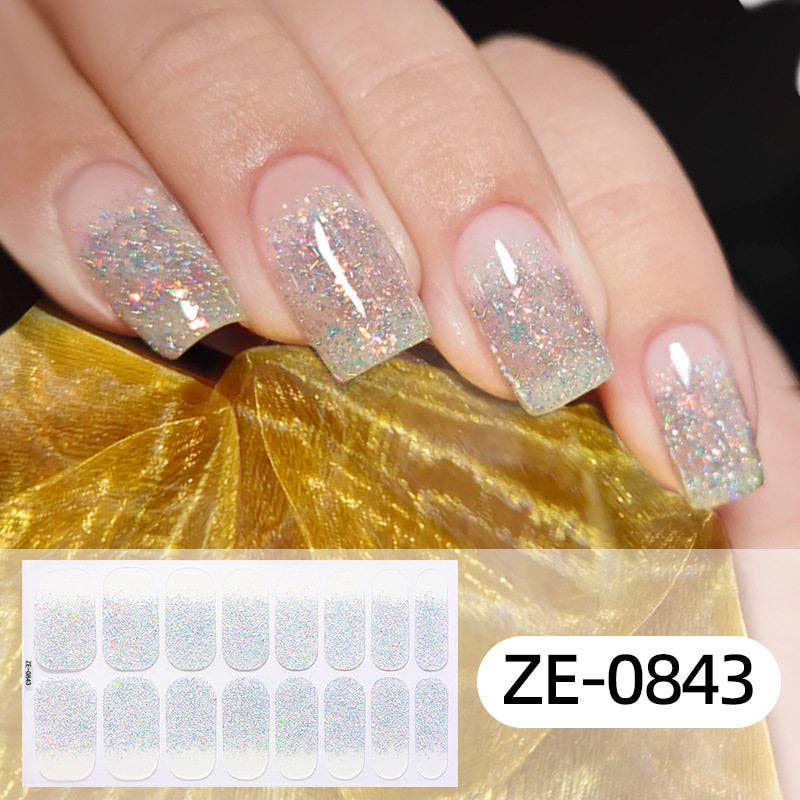 Nail Stickers With Glitter Gradient And Adhesive Backing