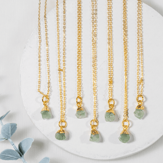 Raw Crystal Necklace|Green Aventurine| Raw Gemstone Necklace