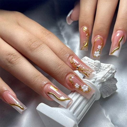 Fashion French Nail Stickers With Gold Edge Detachable