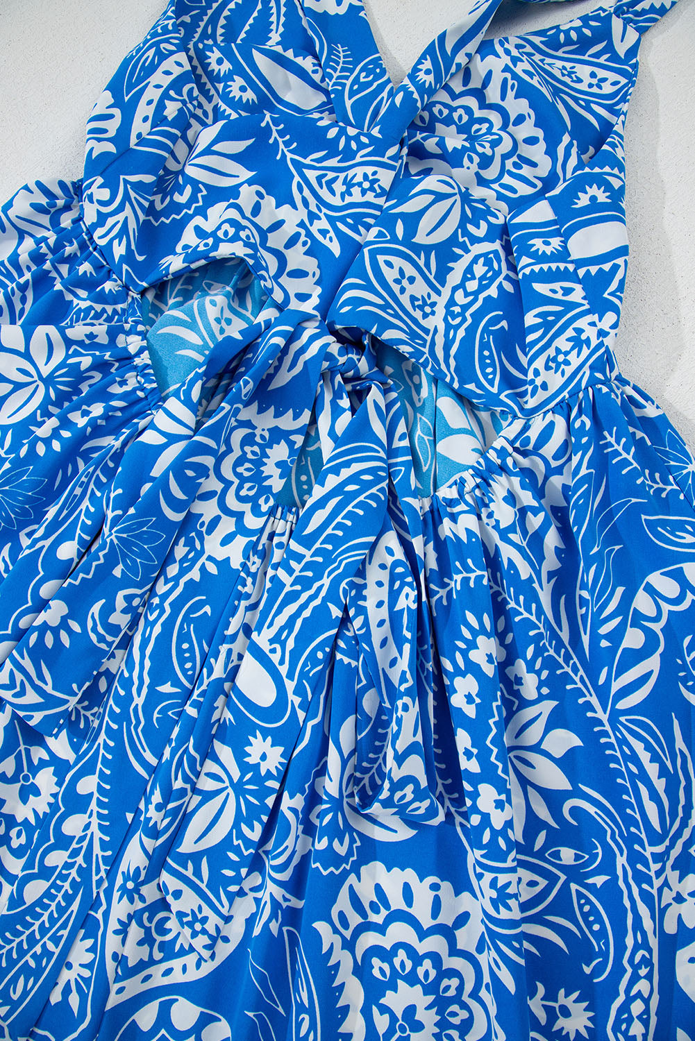 Rose Floral V Neck Crisscross Backless Maxi Dress