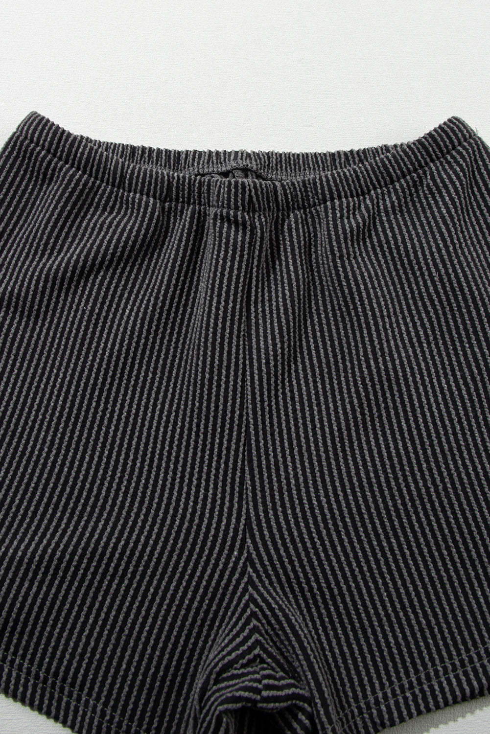 Iceland Blue Ribbed Textured Knit Loose Fit Tee and Shorts Set