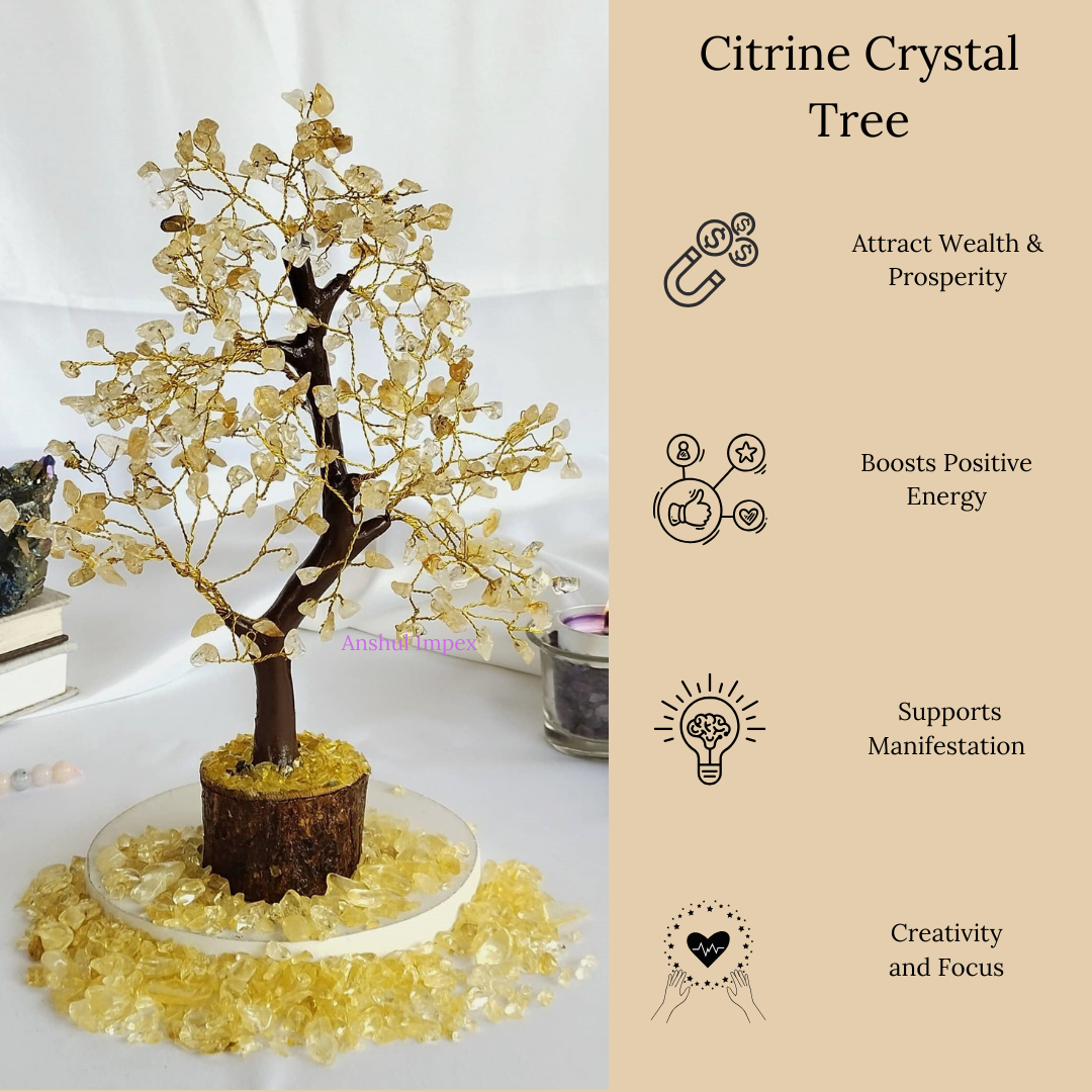 300 Chips Citrine Tree | Feng Shui Tree | Crystal Decor
