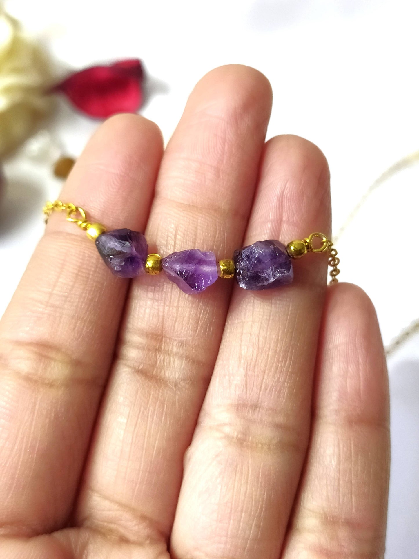 Raw Crystal Necklace| Amethyst Stone | Raw Amethyst Necklace