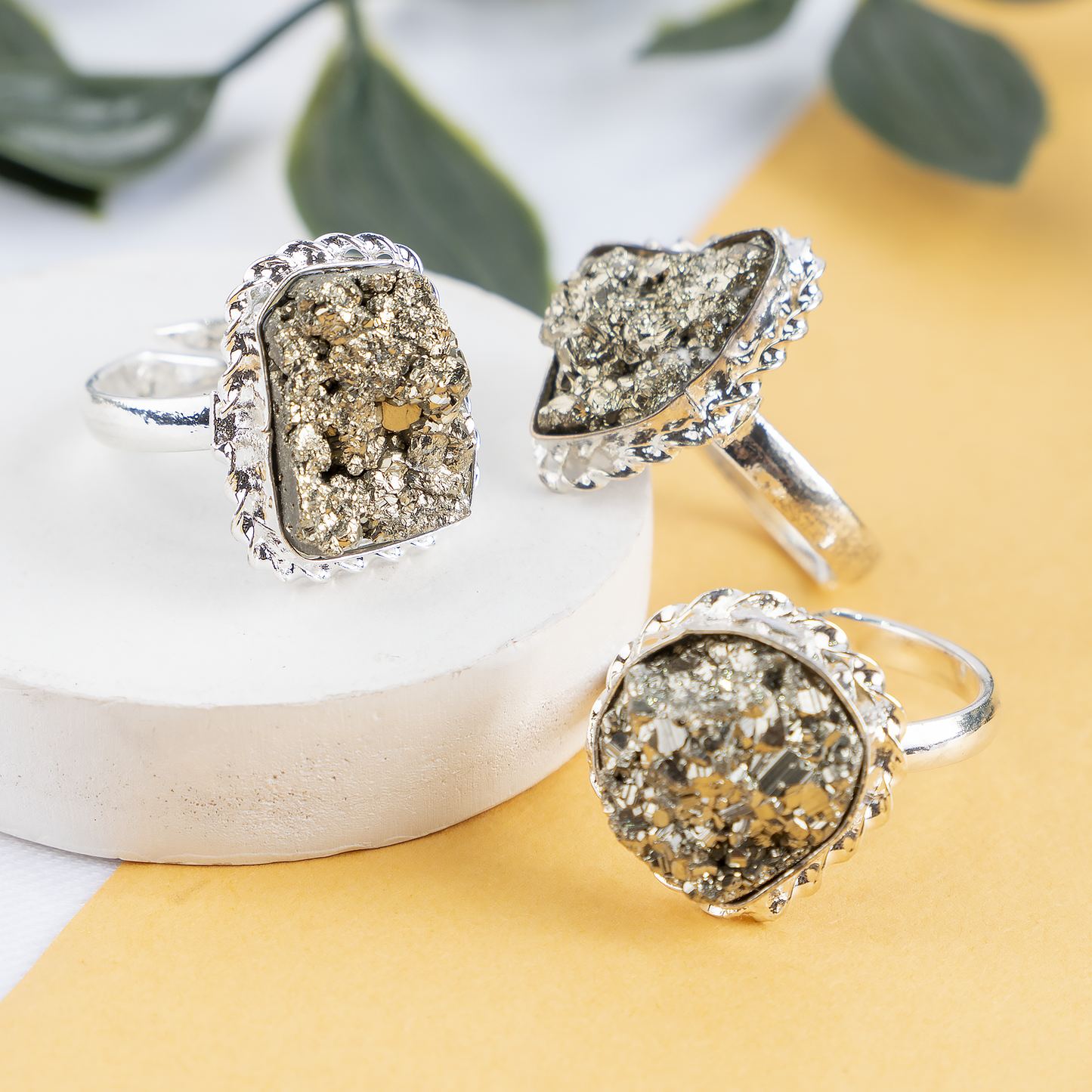 Combo Set| Raw Pyrite Ring & Pendant | Gemstone Jewelry