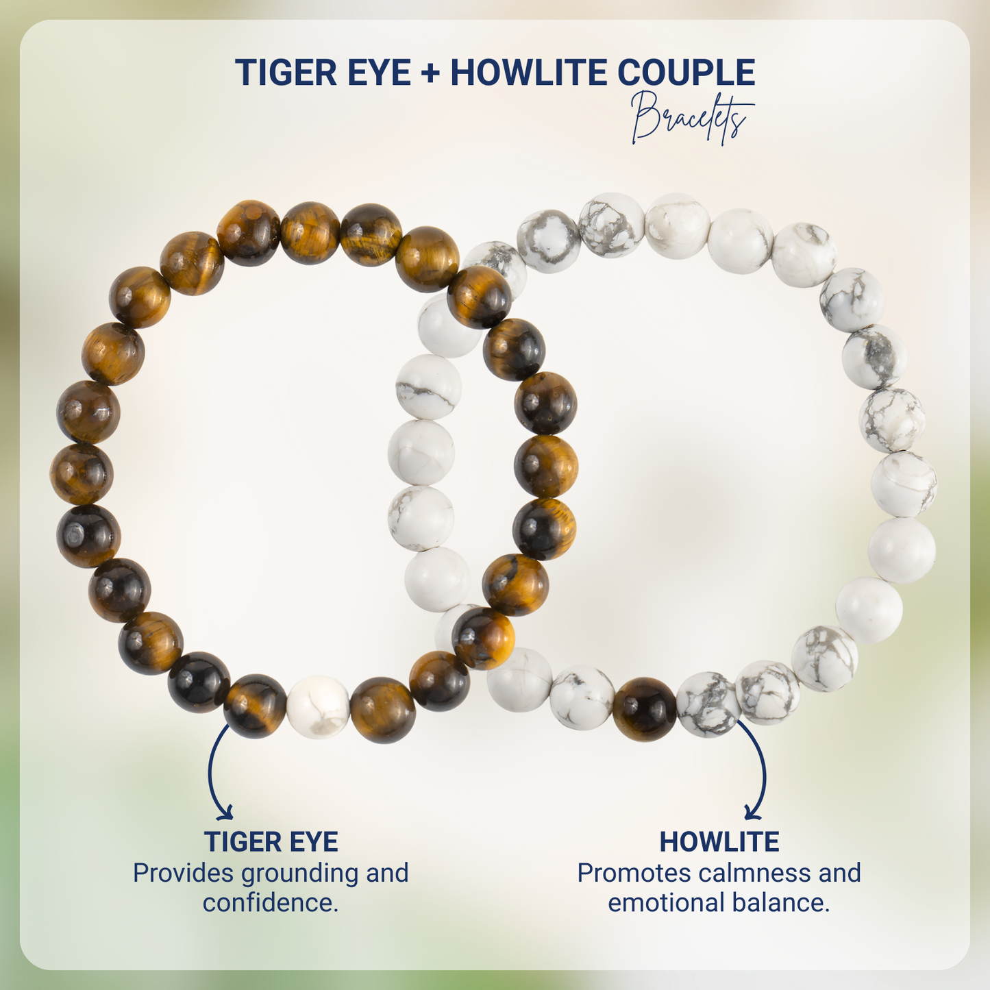 Tiger Eye & Howlite Crystals Couple Bracelets