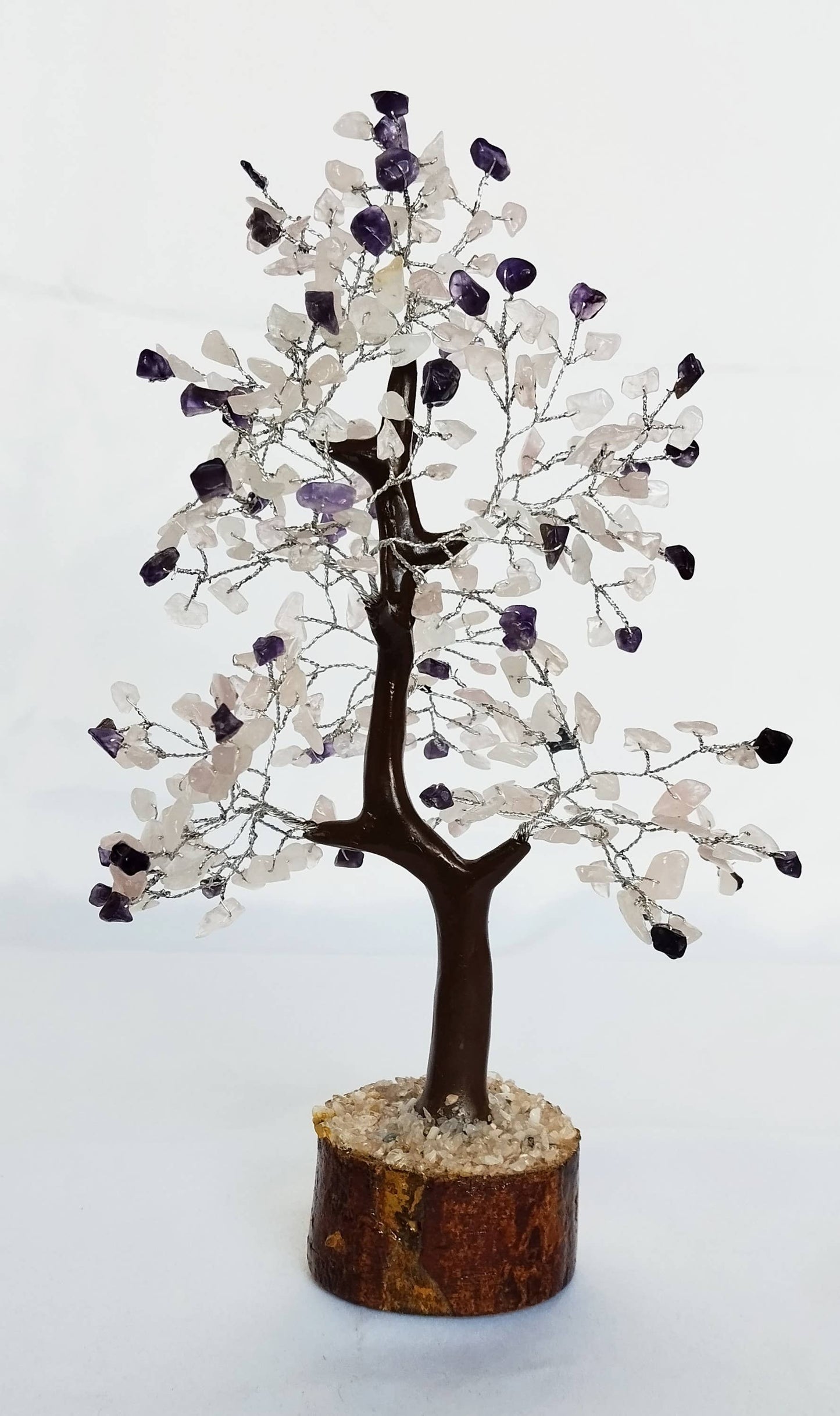 Gemstones Tree |Amethyst with Rose Quartz | Mix Crystal Tree