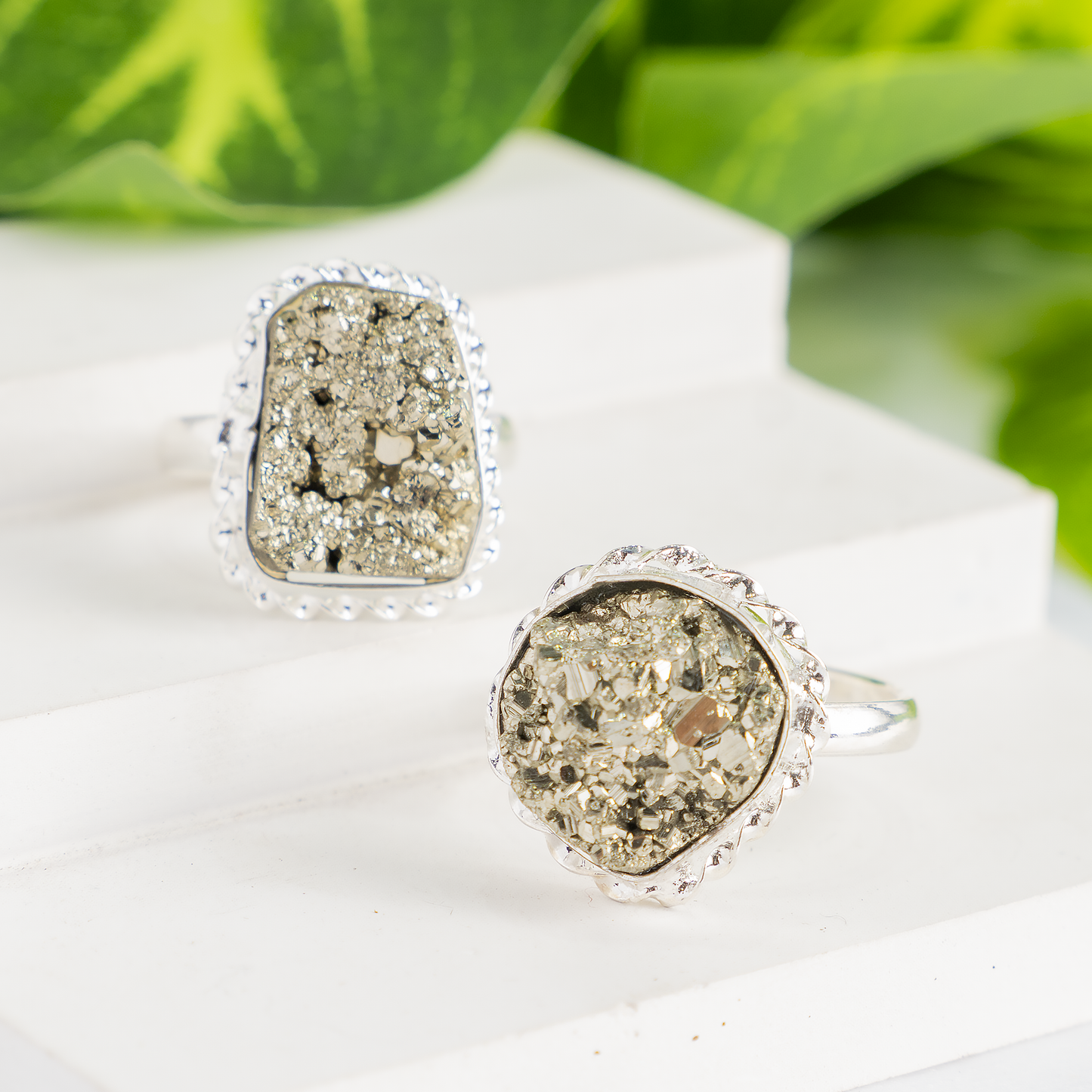 Combo Set| Raw Pyrite Ring & Pendant | Gemstone Jewelry