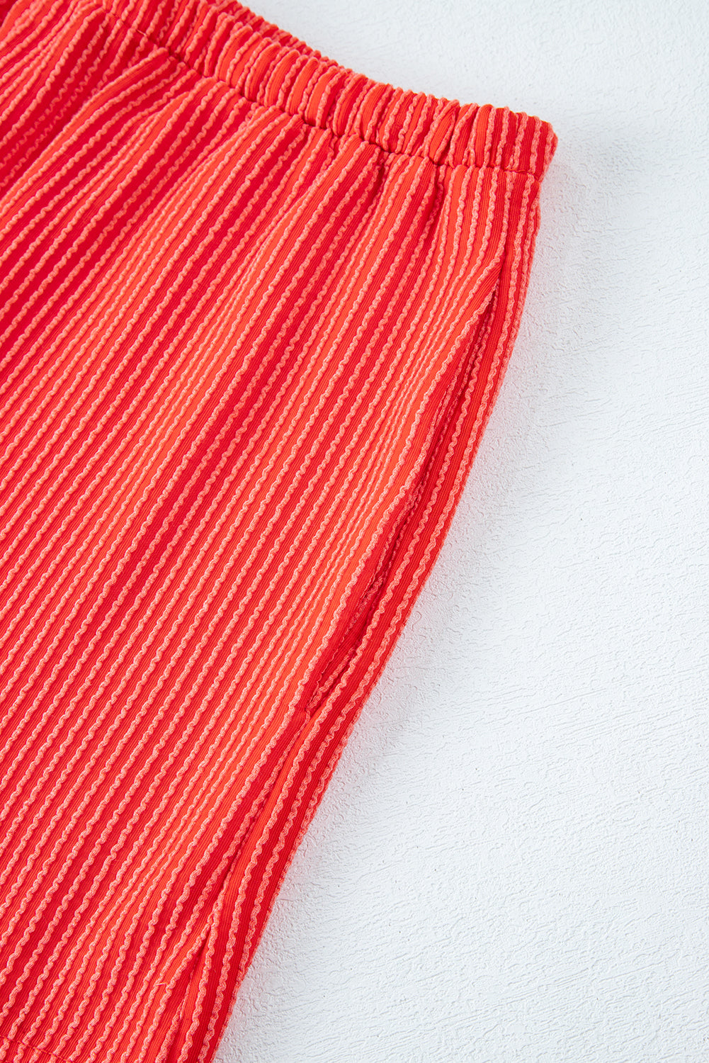 Iceland Blue Ribbed Textured Knit Loose Fit Tee and Shorts Set