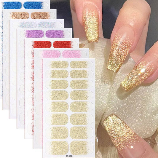 Nail Stickers With Glitter Gradient And Adhesive Backing