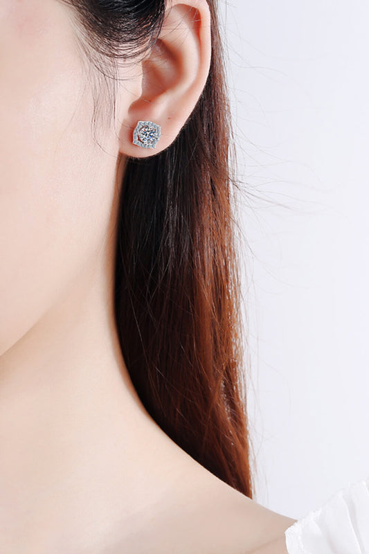 1 Carat Moissanite Geometric Stud Earrings - GlamZation
