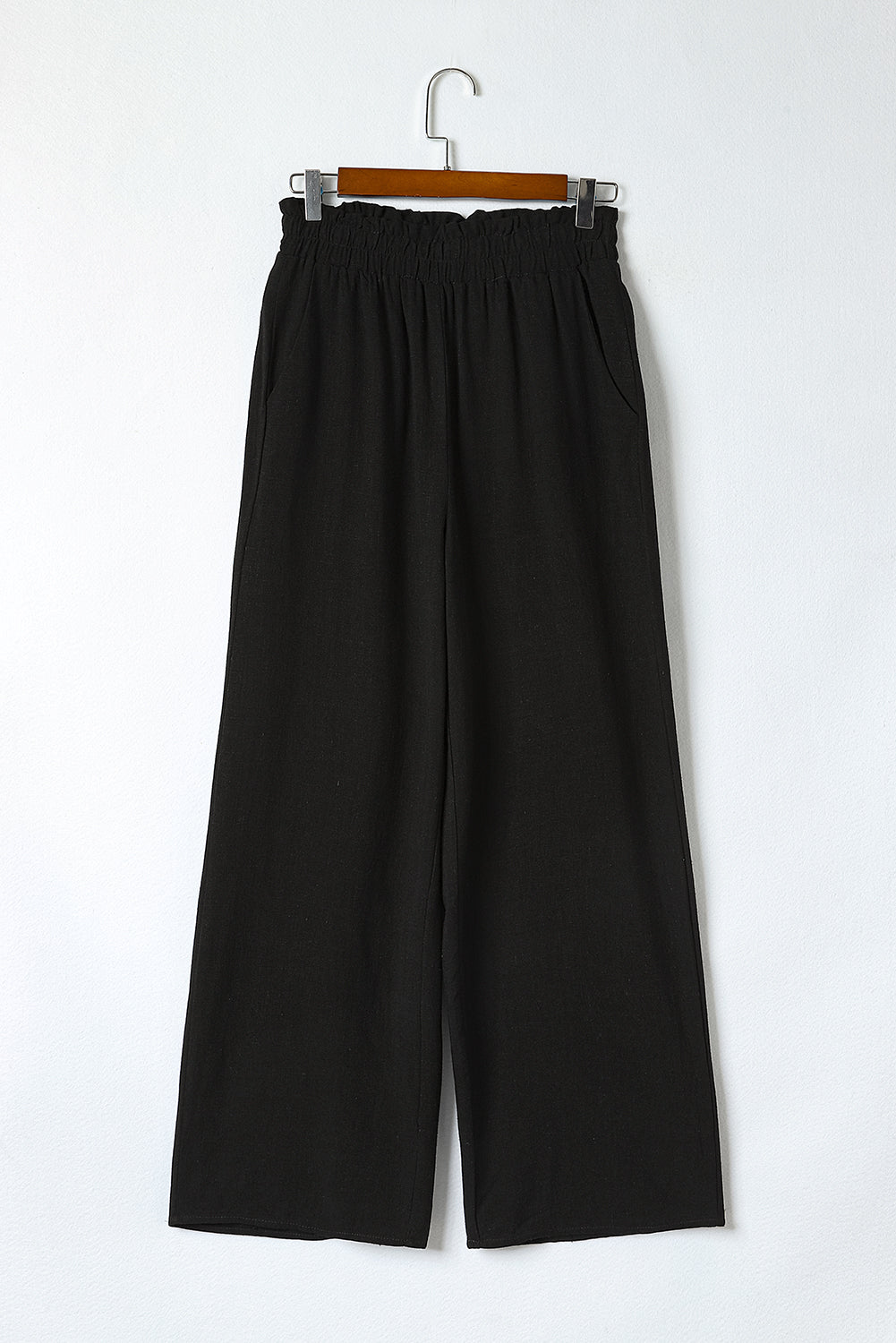 Elastic Waist Straight Leg Pants with Pockets