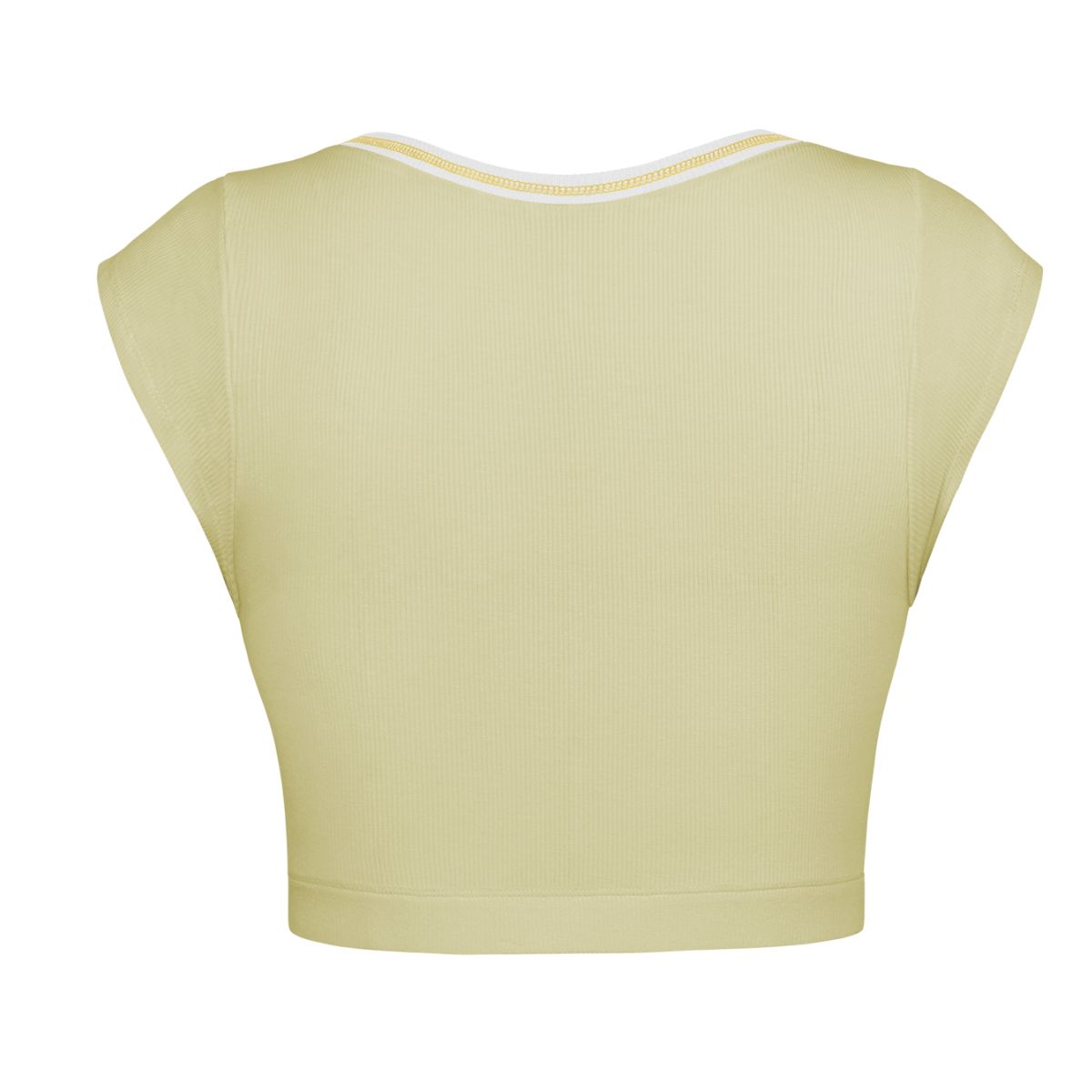 Notched Neck Cap Sleeve Cropped Tee