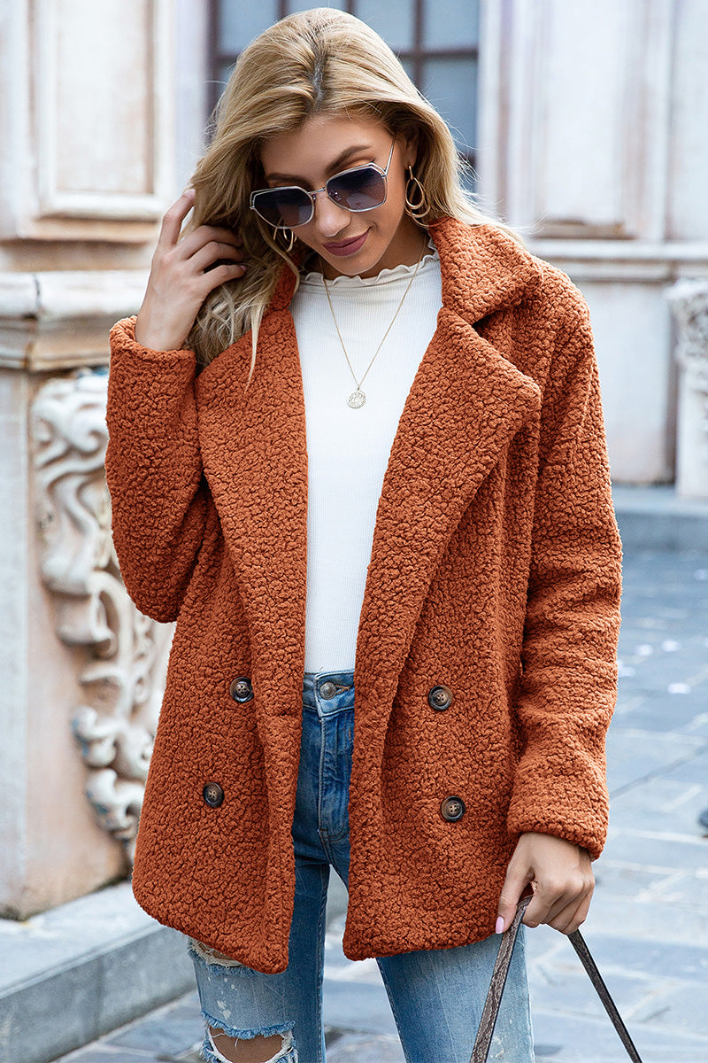 Full Size Lapel Collar Sherpa Coat